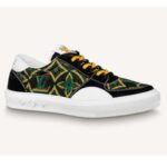 Louis Vuitton LV Unisex LV Ollie Sneaker in tessuto verde con doppi lacci e firma Vuitton