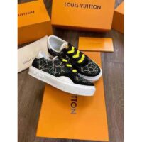 Louis Vuitton LV Unisex LV Ollie Sneaker Green Textile Double Laces with Vuitton Signature