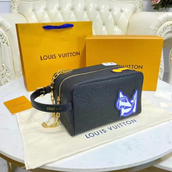 Louis Vuitton LV Unisex LV x NBA Cloakroom Dopp Kit Black Cowhide Leather (9)