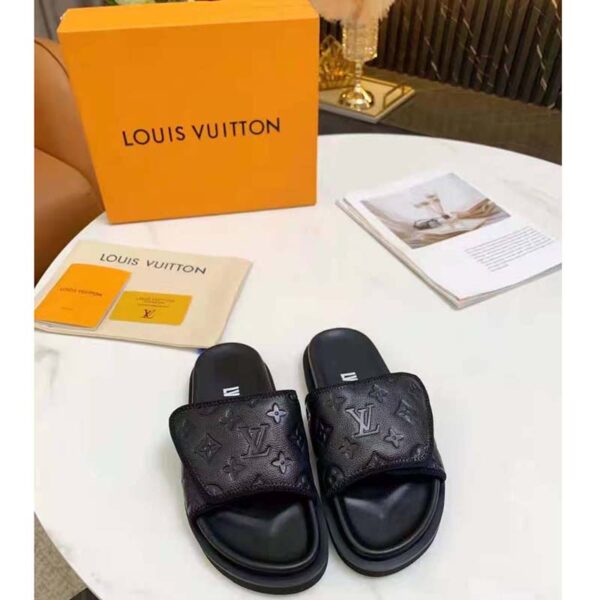 Louis Vuitton LV Unisex LV x NBA Miami Mule Black Monogram Embossed Grained Calf Leather (3)