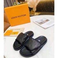 Louis Vuitton LV Unisex LV x NBA Miami Mule Black Monogram Embossed Grained Calf Leather