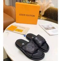 Louis Vuitton LV Unisex LV x NBA Miami Mule Black Monogram Embossed Grained Calf Leather