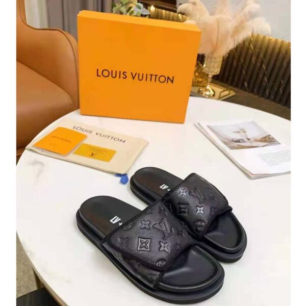 Louis Vuitton LV Unisex LV x NBA Miami Mule Black Monogram Embossed Grained Calf Leather (7)