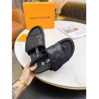 Louis Vuitton LV Unisex LV x NBA Miami Mule Black Monogram Embossed Grained Calf Leather