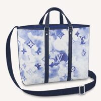 Louis Vuitton LV Unisex New Tote GM Monogram Watercolor Blue Coated Canvas Cowhide Leather