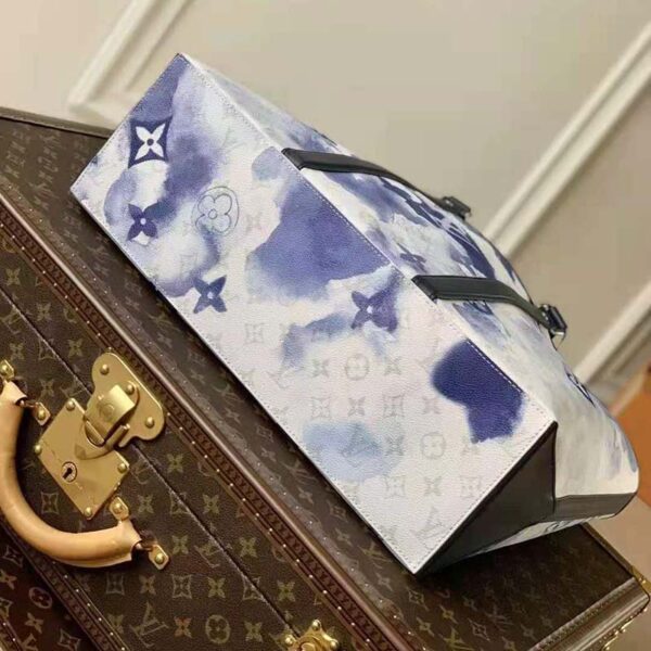 Louis Vuitton LV Unisex New Tote GM Monogram Watercolor Blue Coated Canvas Cowhide Leather (5)