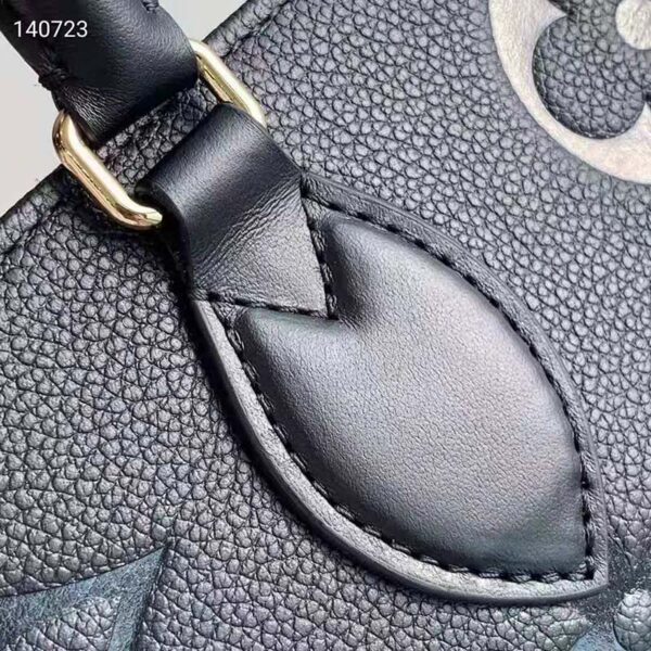 Louis Vuitton LV Unisex Onthego MM Tote Black Embossed Supple Grained Cowhide Leather (7)