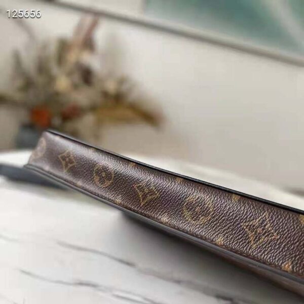 Louis Vuitton LV Unisex S Lock A4 Pouch Monogram Macassar Coated Canvas Epi Leather (5)