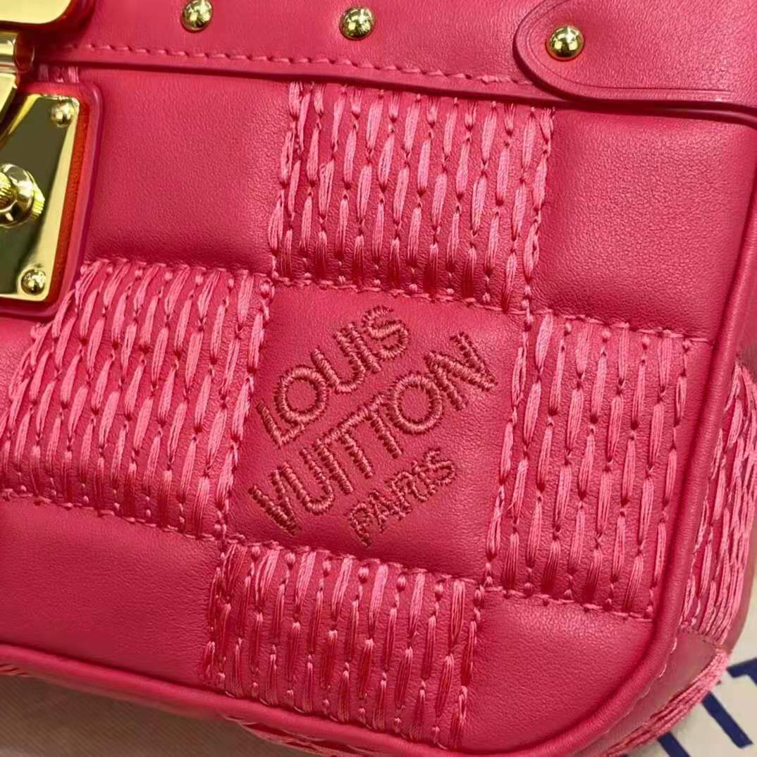 Louis Vuitton LV Women Troca PM Handbag Pink Damier Quilt Lambskin S-Lock  Double Zip - LULUX