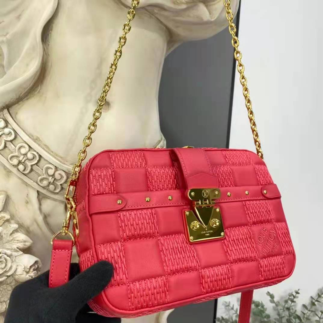 Louis Vuitton LV Women Troca PM Handbag Pink Damier Quilt Lambskin S-Lock  Double Zip - LULUX