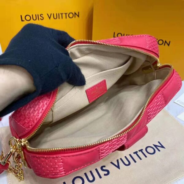 Louis Vuitton LV Unisex Troca PM Handbag Pink Damier Quilt Lambskin S-Lock Double Zip (7)