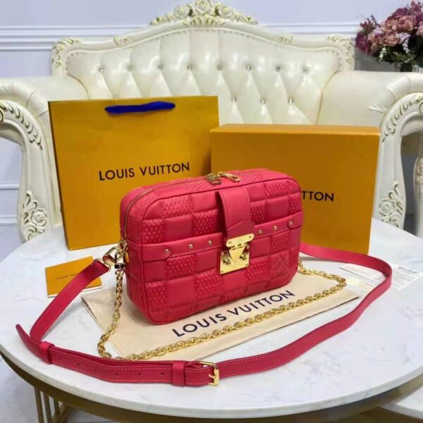 Louis Vuitton LV Unisex Troca PM Handbag Pink Damier Quilt Lambskin S-Lock Double Zip (9)