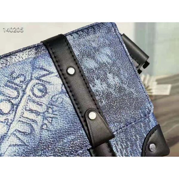 Louis Vuitton LV Unisex Trunk Slingbag Ocean Blue Damier Salt Canvas Cowhide Leather (4)