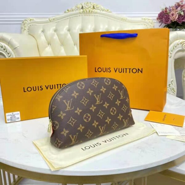 Louis Vuitton LV Women Cosmetic Pouch GM Coated Canvas Cowhide Leather (4)