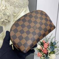 Louis Vuitton LV Women Cosmetics Pouch Damier Coated Canvas Golden Brass