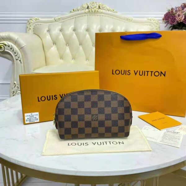 Louis Vuitton LV Women Cosmetics Pouch Damier Coated Canvas Golden Brass (3)