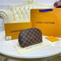 Louis Vuitton LV Women Cosmetics Pouch Damier Coated Canvas Golden Brass