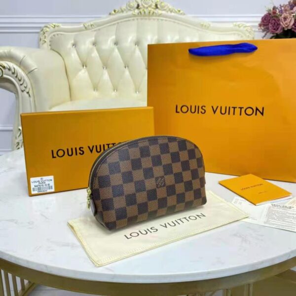 Louis Vuitton LV Women Cosmetics Pouch Damier Coated Canvas Golden Brass (4)