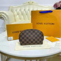 Louis Vuitton LV Women Cosmetics Pouch Damier Coated Canvas Golden Brass