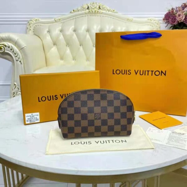 Louis Vuitton LV Women Cosmetics Pouch Damier Coated Canvas Golden Brass (5)