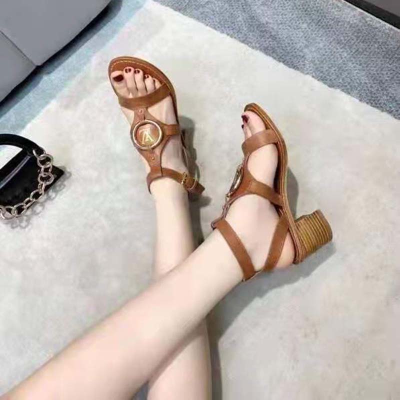 Leather sandal Louis Vuitton Brown size 37.5 EU in Leather - 31211019