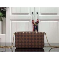 Louis Vuitton LV Women Félicie Pochette Damier Ebene Coated Canvas Pink Monogram Flowers