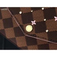 Louis Vuitton LV Women Félicie Pochette Damier Ebene Coated Canvas Pink Monogram Flowers