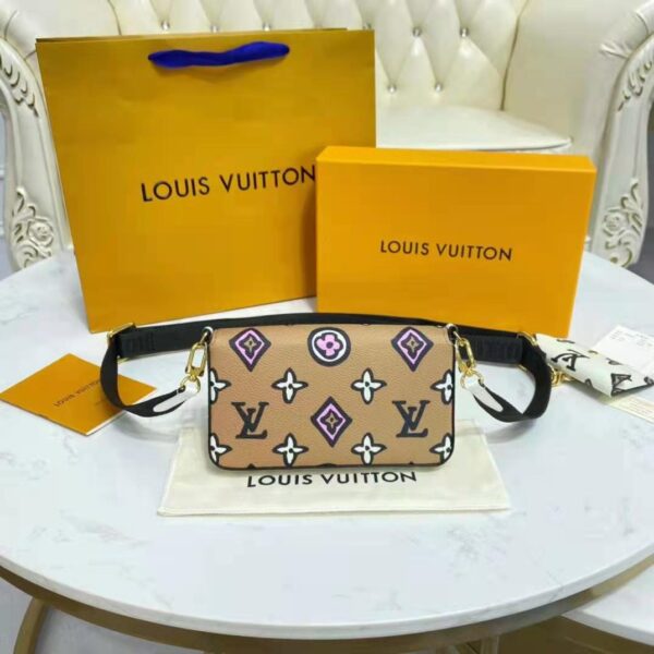 Louis Vuitton LV Women Félicie Strap Go Pochette Arizona Beige Crème Monogram Coated Canvas (11)