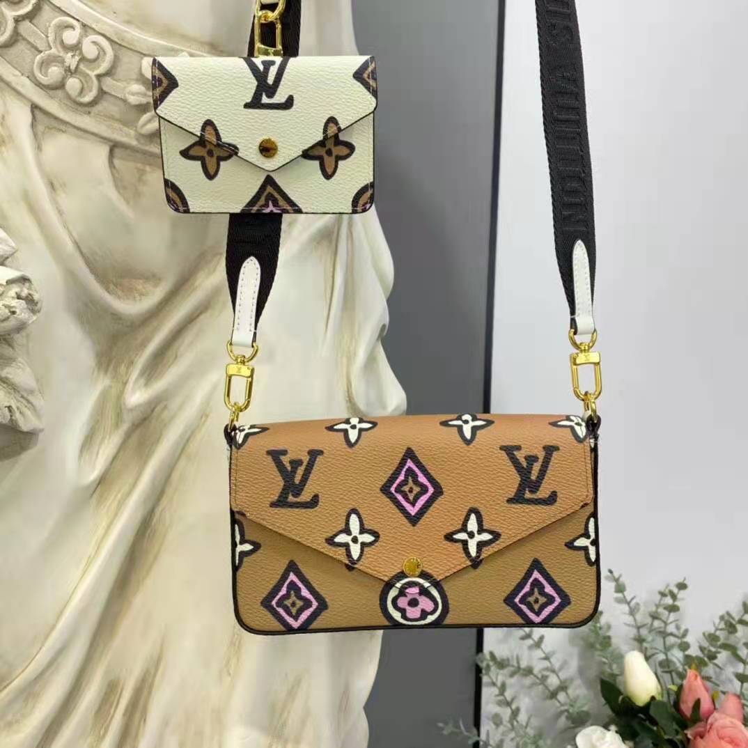 LOUIS VUITTON Monogram Wild At Heart Felicie Strap & Go Arizona Creme  802689