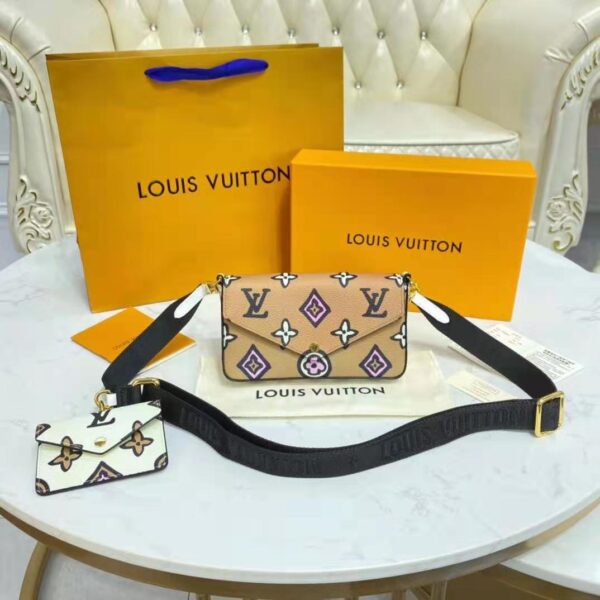 Louis Vuitton LV Women Félicie Strap Go Pochette Arizona Beige Crème Monogram Coated Canvas (9)