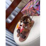Louis Vuitton LV Women Game On Playful Flat Sandal Cognac Brown Calf Leather Monogram Canvas – Image 6
