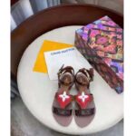 Louis Vuitton LV Women Game On Playful Flat Sandal Cognac Brown Calf Leather Monogram Canvas – Image 5