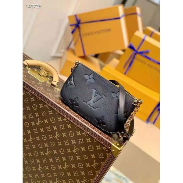 Louis Vuitton LV Women Multi Pochette Accessoires Black Embossed Supple Grained Cowhide Leather (2)