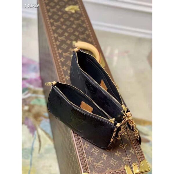 Louis Vuitton LV Women Multi Pochette Accessoires Black Embossed Supple Grained Cowhide Leather (7)