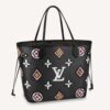 Louis Vuitton LV Women Neverfull MM Tote Black Monogram Coated Canvas Cowhide Leather