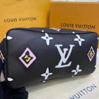 Louis Vuitton LV Women Neverfull MM Tote Black Monogram Coated Canvas Cowhide Leather