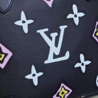 Louis Vuitton LV Women Neverfull MM Tote Black Monogram Coated Canvas Cowhide Leather