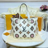 Louis Vuitton LV Women Neverfull MM Tote Cream Monogram Coated Canvas