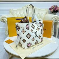 Louis Vuitton LV Women Neverfull MM Tote Cream Monogram Coated Canvas