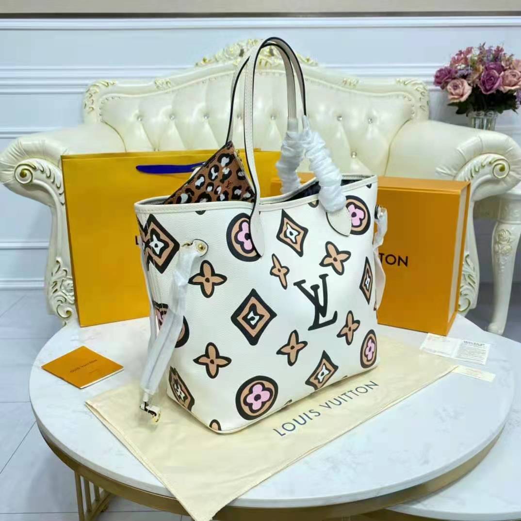 Holi Fashion Polyurethane Louis_Vuitton Neverfull MM Monogram Canvas  Handbags