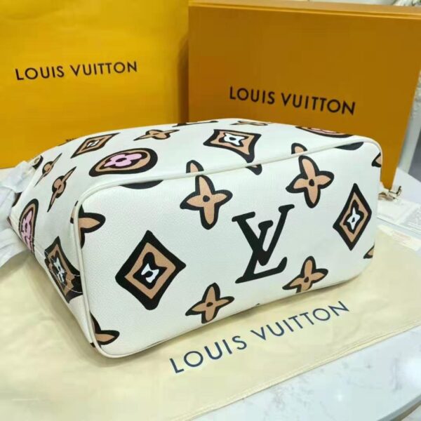 Louis Vuitton LV Women Neverfull MM Tote Cream Monogram Coated Canvas (6)