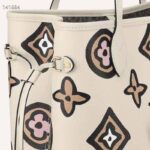 Louis Vuitton LV Women Neverfull MM Tote Cream Monogram Coated Canvas Cowhide Leather – Bild 9