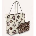 Louis Vuitton LV Women Neverfull MM Tote Cream Monogram Coated Canvas Cowhide Leather – Bild 4