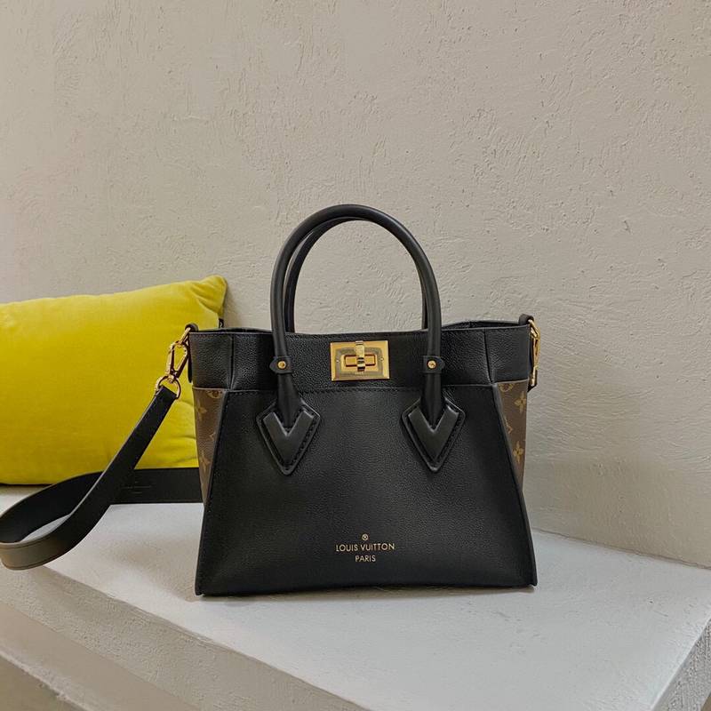 Louis+Vuitton+On+My+Side+Tote+PM+Black%2CBrown+Canvas%2CLeather+Monogram  for sale online