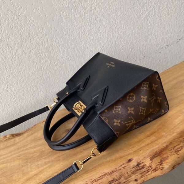 Louis Vuitton LV Women On My Side PM Tote Bag Black Monogram Coated Canvas Calf Leather (3)