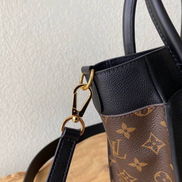 Louis Vuitton LV Women On My Side PM Tote Bag Black Monogram Coated Canvas Calf Leather (4)