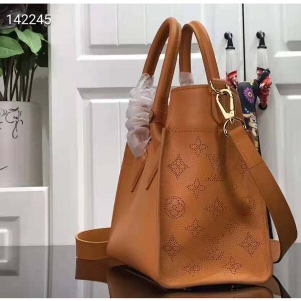 Louis Vuitton LV Women On My Side PM Tote Bag Summer Gold Orange Perforated Calf Leather (3)