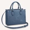 Louis Vuitton LV Women OnTheGo PM Tote Navy Nacre Embossed Grained Cowhide Leather