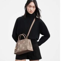 Louis Vuitton LV Women Petit Palais Handbag Tourterelle Crème Embossed Grained Cowhide Leather