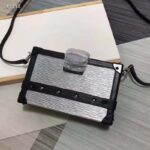 Louis Vuitton LV Women Petite Malle Handbag Silver Epi Grained Cowhide Leather - immagine 3